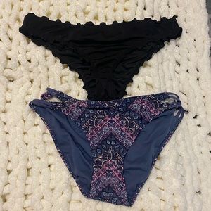 Black and Multi-Colored Bikini Bottom